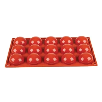 Image of Pavoni N936 Formaflex Silicone Mould, 15 Half Sphere, Red