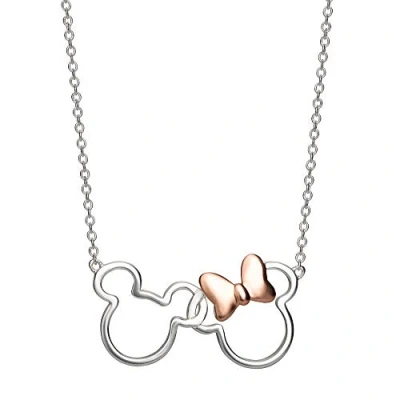 Image of Mickey and Minnie Mouse Silver Rose Gold Necklace N902594TL 18.PH, one size