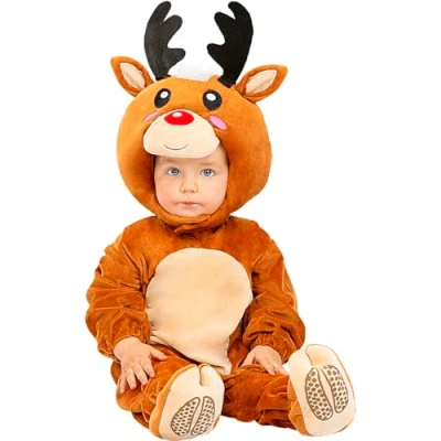 Image of Funidelia Reindeer Costume for Babies baby Christmas, Costumes kids, accessory fancy dress &amp; props Halloween, carnival parties Size 12 24 months Brown