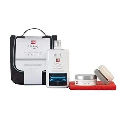 Image of Autoglym Ultra High Definition Collection Includes Shampoo, Wax, UHD Wax Applicator, and Hi Tech Finishing Cloth