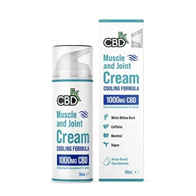 Image of CBDfx 1000mg CBD High Strength Muscle &amp; Joint Cream with Caffeine, Menthol and White Willow Bark, Cooling Formula, Cruelty Free, 50ml