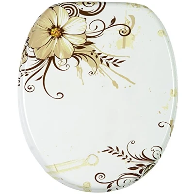 Image of Soft Close Toilet Seat Stable Hinges Easy to Mount Flower