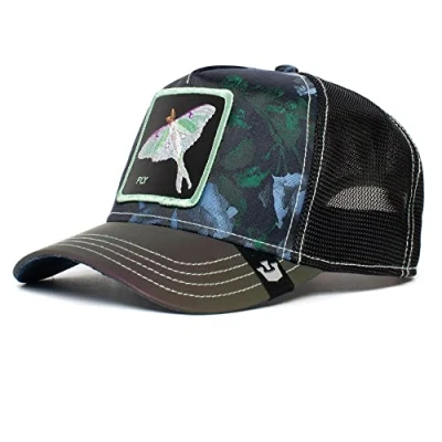 Image of Goorin Bros. The Farm Kaleidoscope Collection Unisex Adjustable Trucker Cap, Black (Moon Songs), One Size