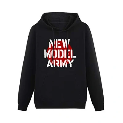 Image of Model Army Logo Hoodies Long Sleeve Pullover Loose Hoody Sweatershirt XL Black