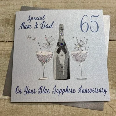 Image of WHITE COTTON CARDS MUM &amp; DAD 65TH ANNIVERSARY CARD, HANDMADE (DAA65 MD)