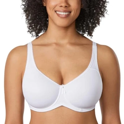 Image of Delimira Women&#039;s Support Bra Padded Plus Size Underwired Full Cup T Shirt Seamless White 36E