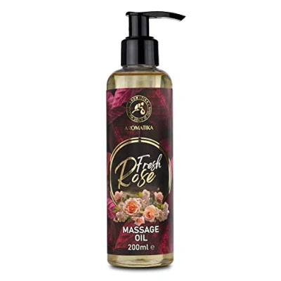 Image of Massage Oil Rose 200ml Body with Rosewood Jojoba Almond Grapeseed Peach Kernel Oils &amp; Extract Aromatherapy Good Sleep Foot Care
