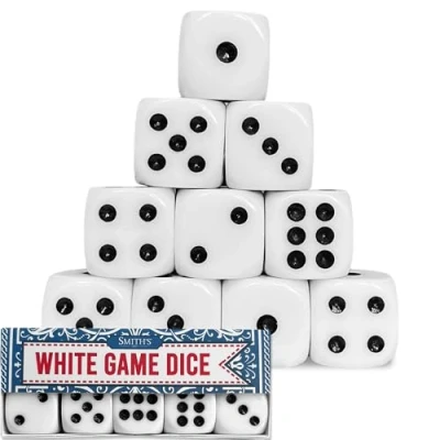 Image of Smith’s® White Game Dice 10 Pack 16mm 6 Sided Eco Friendly No Harmful Materials Rounded Edges for Smoother Rolling
