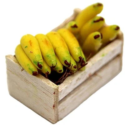Image of Dolls House Box Crate of Bananas Market Stall Greengrocers Store Shop Accessory