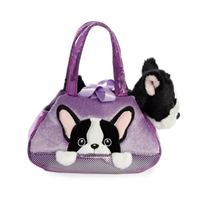 Image of Aurora, 32829, Fancy Pal, Peek A Boo French Bulldog, 8In, Soft Toy, Purple and Black