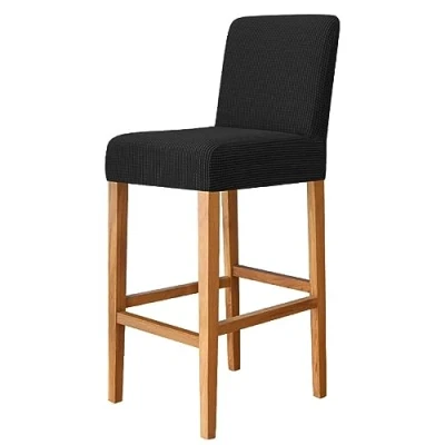Image of Leomix Stretch Bar Stool Covers, Pub Counter Short Back Chair Covers with Elastic Bottom for Breakfast Cafe High Stool,Q,2pack