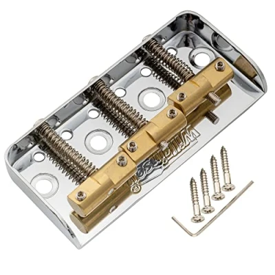 Image of Wilkinson WTBS Short Telecaster Bridge Compensated Brass Saddles for Vintage Humbucker Tele Style Electric Guitar, Chrome