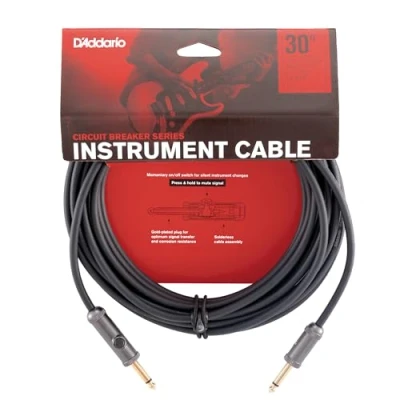 Image of D’Addario Accessories Custom Series Circuit Breaker Guitar Cable Momentary Kill Switch Instrument with ¼ Inch Ends On/Off for Silent Changes Straight, 30 feet