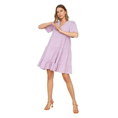 Image of Trendyol FeMan Mini Shift Regular fit Woven Dress Lilac