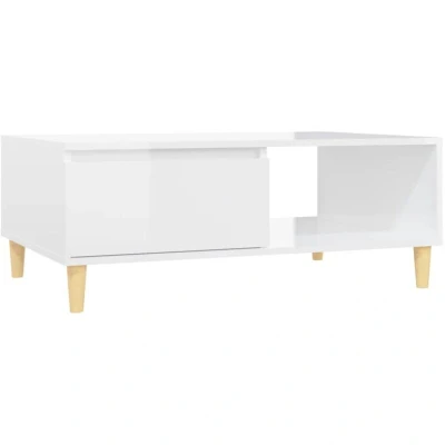Image of vidaXL Coffee Table High Gloss White 90x60x35 cm Engineered Wood