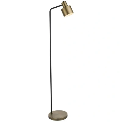 Image of Mayfield Task Floor Lamp Matt Antique Brass Plate, Black