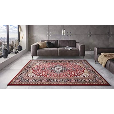 Image of Nouristan Skazar Isfahan Oriental Short Pile Rug 120 x 170 cm Red