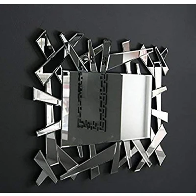 Image of MirrorOutlet Large Modern Hexagonal Venetian Mirror 2Ft7 X 3Ft10 (81cm 122cm), Silver