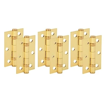 Image of HANDLEZONE® Door Hinges 3 Pairs 76mm / inch Ball Bearing, with Screws Satin Brass