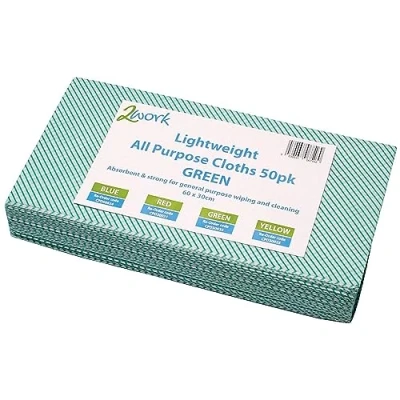 Image of 2Work Lightweight All Purpose Cloth 600 x 300 mm Green (Pack of 50) CPD30023