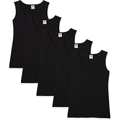 Image of Fruit of the Loom Women&#039;s Valueweight Vests, Black, S UK