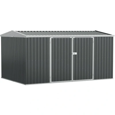Image of Outsunny Outdoor Metal Garden Storage Shed W/Lockable Door for Backyard Patio Lawn Grey
