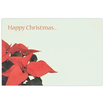 Image of celloexpress Happy Christmas (Poinsettia) Flower Message Cards 60mm x 90mm Florist Card Gift Notes (Pack of 20)