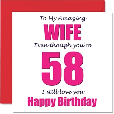 Image of Funny 58th Birthday Cards for Wife 58 I Still Love You Happy Card from Husband Partner, Fifty Eight Eighth Wifey Banter Gifts, 145mm x Joke Humour Greeting