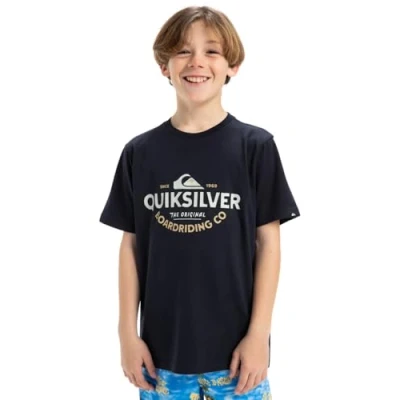 Image of Quiksilver Typed OUT Unisex Print Tshirt for kids, Size: 14y, Dark navy