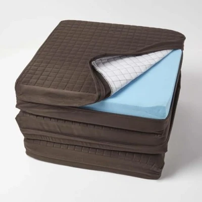 Image of HOMESCAPES Soft Quilted Cushion Cover for 3 Seater Orthopaedic Sofa Armchair Booster Cushion, 100% Polyester Washable Rectangle with Zip, 150 x 50 10cm Dark Brown, Chocolate