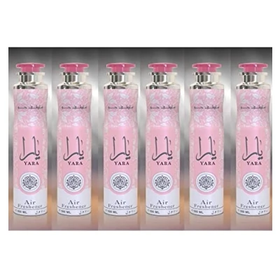 Image of Yara 300 ml Air Freshener Room Spray Odor Eliminator Long Lasting for Home &amp; Car (Soft, Rose, Musk) (Pack of 6)