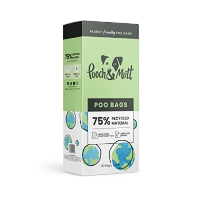 Image of Pooch &amp; Mutt Dog Poo Bags, Leak Proof and Extra Thick Recyclable Waste Bag Refill Rolls For Dogs, Unscented, 120 Count