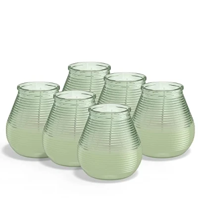 Image of Bolsius Outdoor Candle Patio Light Citronella Green Pack of 6 Long Burning Time 40 Hours Exterior Decoration Natural Extracts Vegan Wax No Palm Oil