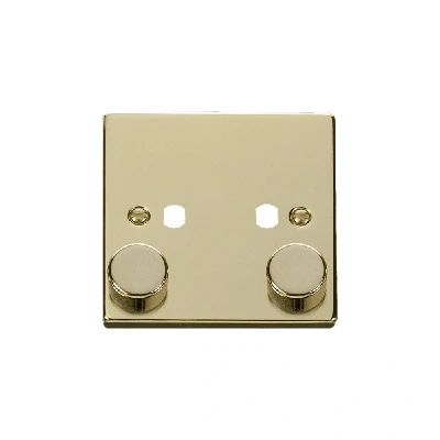 Image of Click Deco 2 Gang Unfurnished Dimmer Plate and Knob (800W Max) Polished Brass