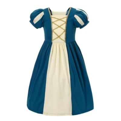Image of Lito Angels Princess Merida Fancy Dress Up Clothes Play Wear for Kids Girls, Age 3 4 Years, Dark Teal (Tag Number 100)