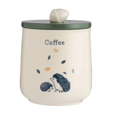 Image of Price &amp; Kensington Ceramic Coffee Jar Woodland Airtight Lid Acorn Handle Canister Container 1L, Green, Beige, Large