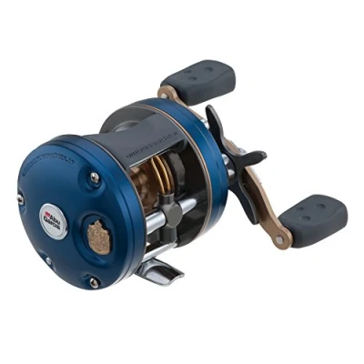 Image of Abu Garcia Ambassadeur C4 Round Reel, Fishing Baitcast Reels, Conventional Fishing, Unisex, Blue/Gold, 5600 Left Hand