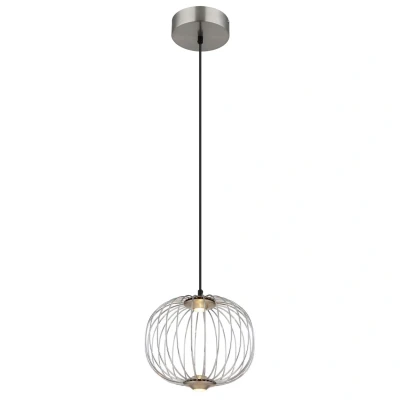 Image of Galway 30cm Wire Frame Pendant Ceiling Light Nickel Matt LED 3000K