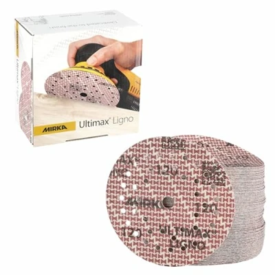 Image of Mirka Ultimax Ligno Ø 125mm sanding discs Hook &amp; LoopMultifit/grit 150/100 pieces/multi perforation/for wooden surfaces