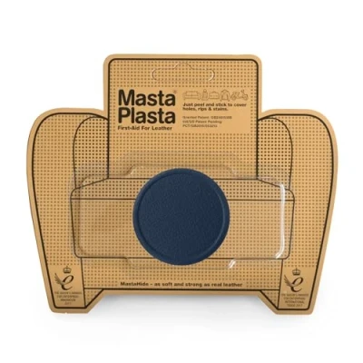 Image of MastaPlasta Self Adhesive Premium Leather Repair Patch Navy Circle 5cm x (2in 2in). First Aid for Sofas, Car Seats, Handbags, Jackets