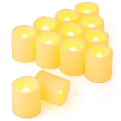 Image of Yakpo 12 Pack 3.8cm x 4.6cm Battery Operated LED Tea Lights, Flameless Flickering Electric Votive Candles, Flicker Flame Fake Tealights Bulk for Halloween Wedding Christmas Home Table Decorations