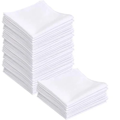 Image of BUYGOO 25Pcs Mens White Cotton Handkerchiefs Pocket Squares Hankies for Men(11&#039;&#039;/28cm in Size)
