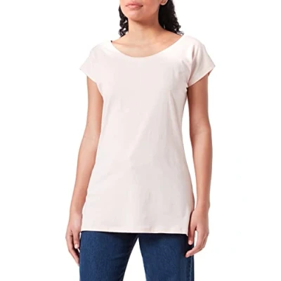 Image of Build Your Brand Women&#039;s Wide Neck T Shirt, Pink, 5X Large