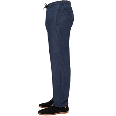 Image of Kruze Mens Relaxed Regular Fit Elasticated Rugby Trouser Pants Big Waist (54W x 27L, Blue Denim)