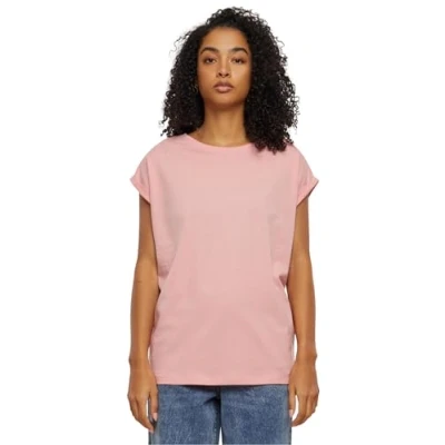 Image of Urban Classics Extended Shoulder Basic Tshirt, Women&#039;s, Size: Small, Lemonadepink
