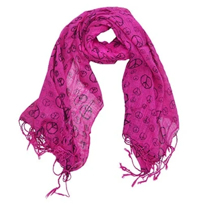 Image of Zac&#039;s Alter Ego Long Lightweight CND Peace Sign Print Oversized Scarf/Shawl with Tassels