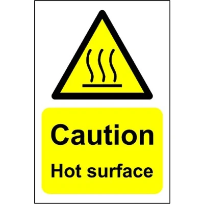 Image of Caution hot surface Safety sign 1.2mm Rigid plastic 300mm x 200mm