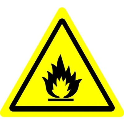 Image of ISO Safety Label Sign International Warning Flammable Materials Symbol Self Adhesive Sticker 100mm Diameter