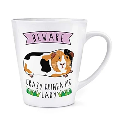 Image of Beware Crazy Guinea Pig Lady 12oz Latte Mug Cup