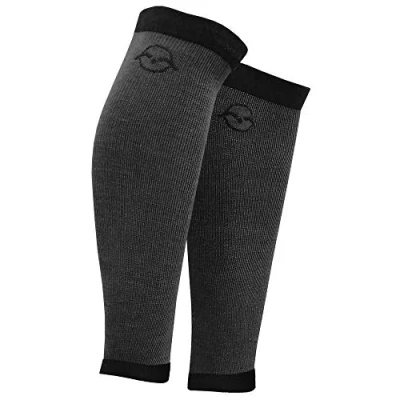 Image of Rathmoor Merino Wool Compression Calf Sleeves (Black/Grey, Large/XL (14 19&quot; / 36 48cm))